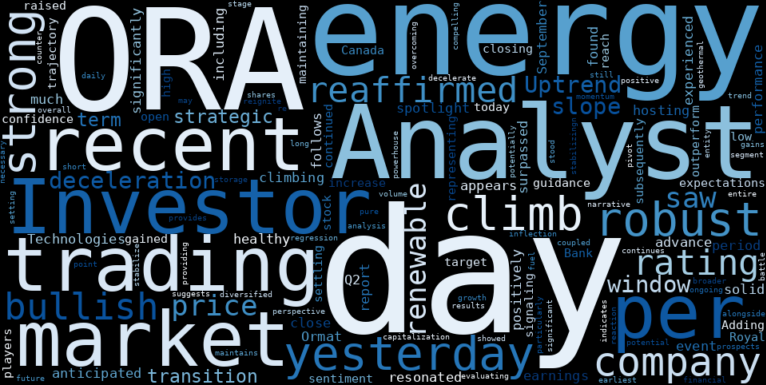 LOESS trend regression chart or WordCloud graph for Ormat Technologies (ORA): Is Yesterday's Solid Advance an Inflection Point for its Stabilizing Uptrend? (ORA)