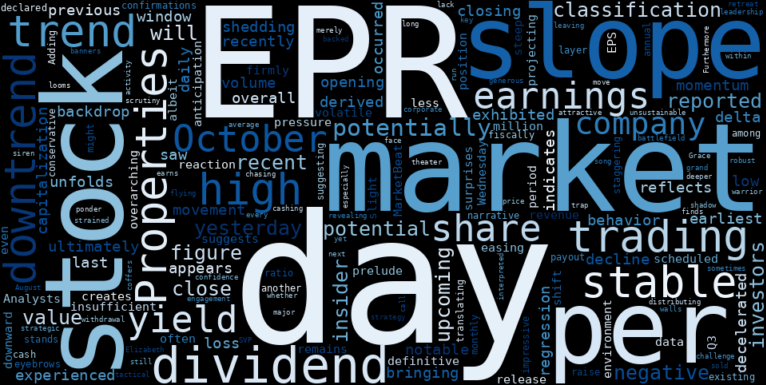 LOESS trend regression chart or WordCloud graph for EPR Properties (EPR) Faces Unusual Activity: A Stable Downtrend and High Payout Ratio Ahead of Earnings – What's Really Driving the Decline? (EPR)