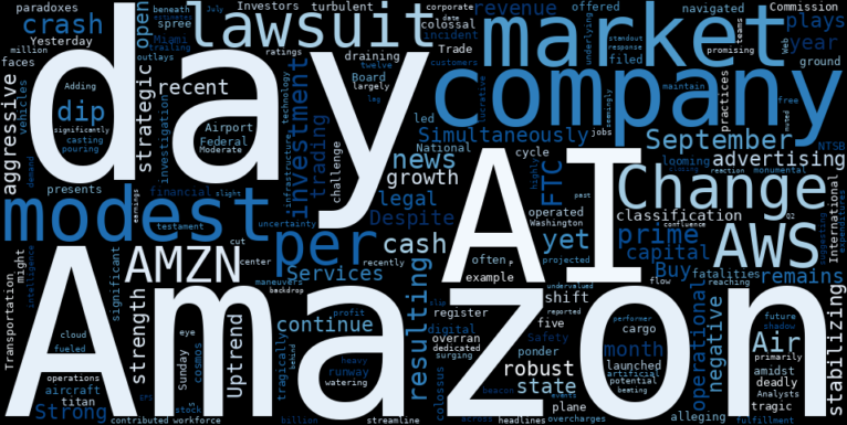 LOESS trend regression chart or WordCloud graph for Amazon (AMZN)'s Modest Dip: The Unseen Forces Stabilizing an Uptrend Amidst Crash and Lawsuit Scrutiny (AMZN)