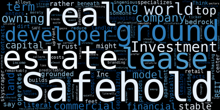 WordCloud Graph for Safehold (SAFE)